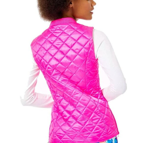 Lilly Pulitzer Payson Quilted Vest -Size Large-(RAZ Berry) PINK - Picture 5 of 7